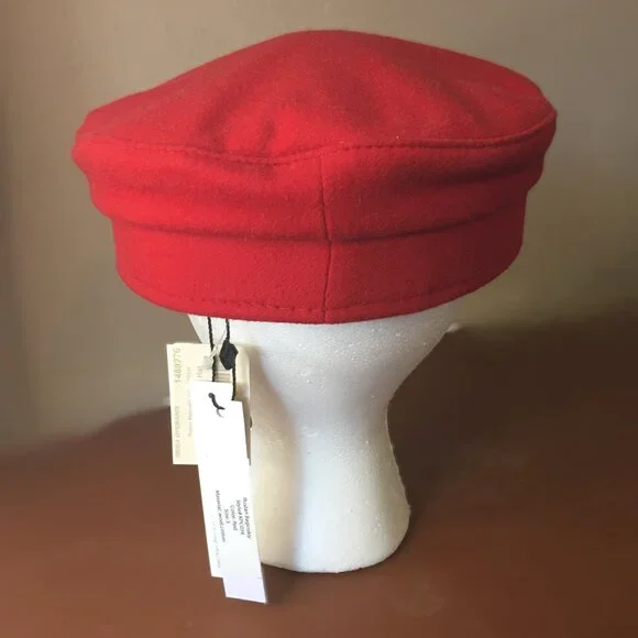 𝐑𝐔𝐒𝐋𝐀𝐍 𝐁𝐀𝐆𝐈𝐍𝐒𝐊𝐈𝐘 Red Wool Baker Boy Cap NEW WITH TAGS!! - Picture 4 of 16